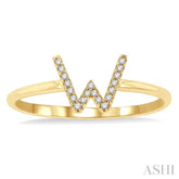 1/20 Ctw Initial 'W' Round Cut Diamond Fashion Ring in 10K Yellow Gold